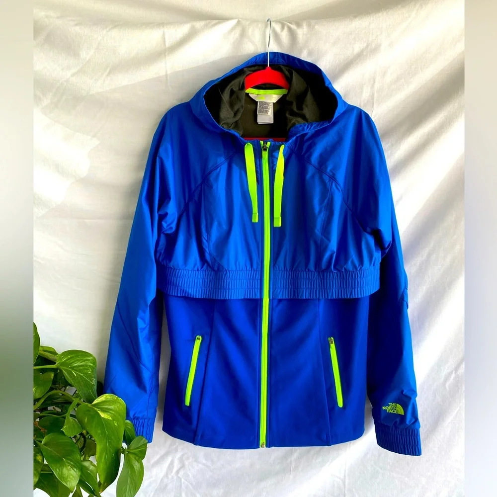 The North Face Womens Jacket Coat Blue Yellow Trim Large - Picture 1 of 8